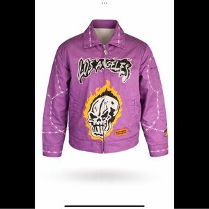 LA Skull Graphic Jacket – Purple Punk Streetwear Barbed Wire | Adult M
